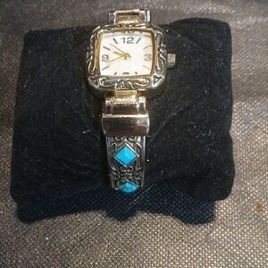 Elegant Silver and Turquoise Women's Watch